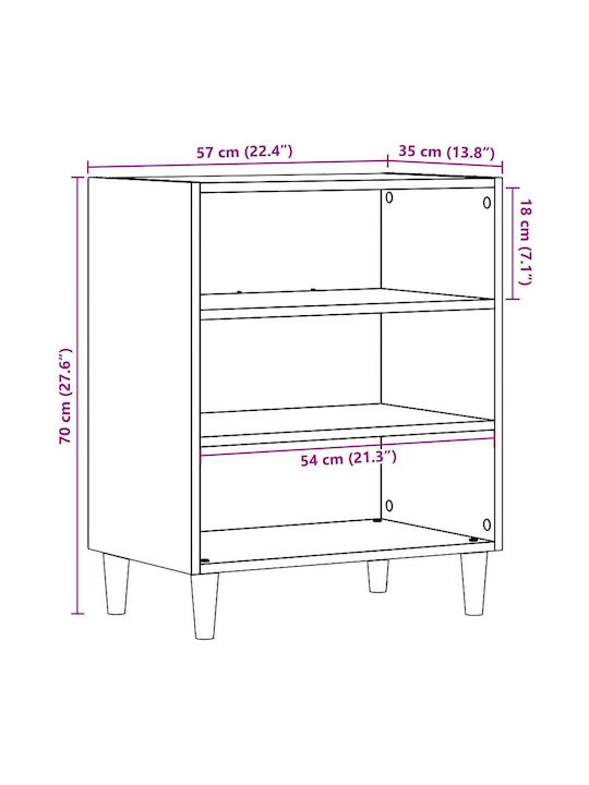 Μπουφές Ξύλινος Παλιό Ξύλο 57x35x75cm