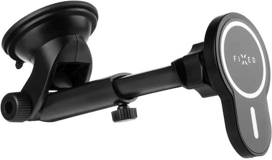 Fixed Car Mobile Mount with Adjustable Hooks and Wireless Charging MagSafe Black