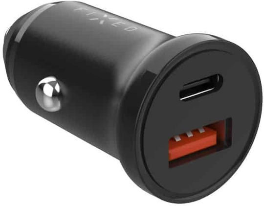 Fixed Auto-Ladegerät 20W mit Anschlüssen 1xUSB-A 1xUSB-C Schwarz Farbe