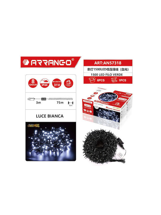 1500 Lights LED 78m. Cold White in String 1pcs