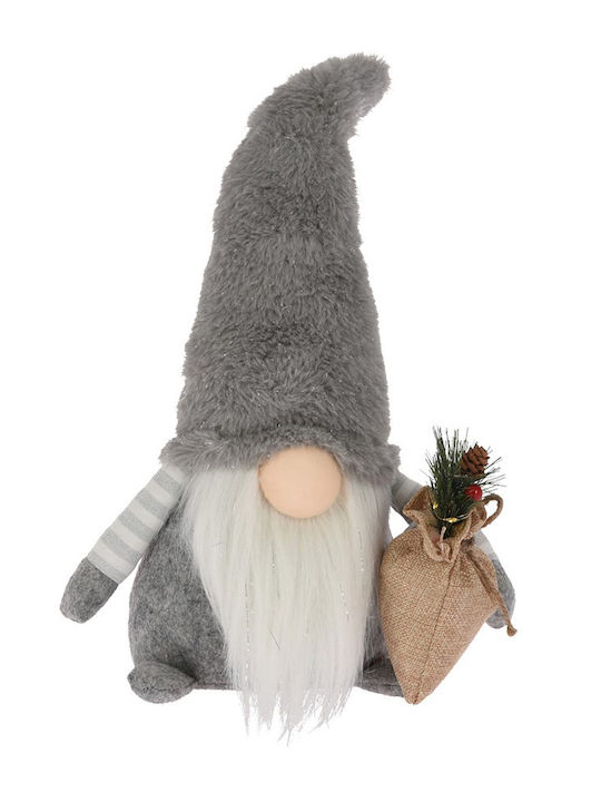 Illuminated Christmas Fabric Figure Dwarf Gray Height 38cm