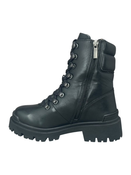 Leder Damen Knöchelstiefel Schwarz