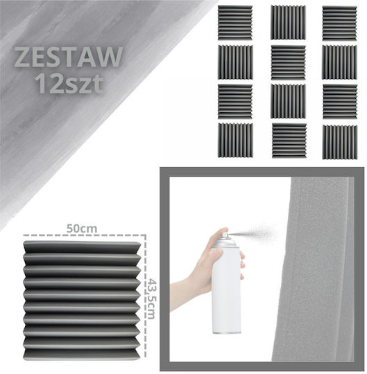 DNA Inc 12 Audio Treatment Panels (12 Pieces) Wedge Design 50cm x 50cm x 50mm Gray Color