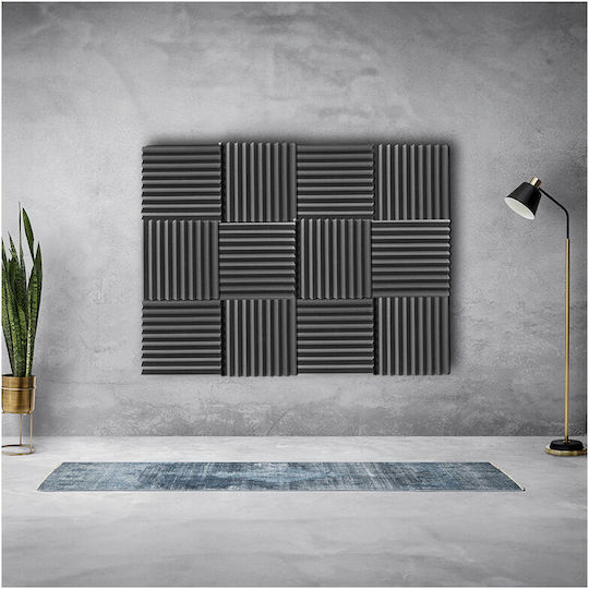 DNA Inc 12 Audio Treatment Panels (12 Pieces) Wedge Design 50cm x 50cm x 50mm Gray Color