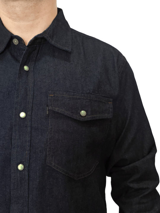 Double Long-sleeved Denim Shirt Dk.blue