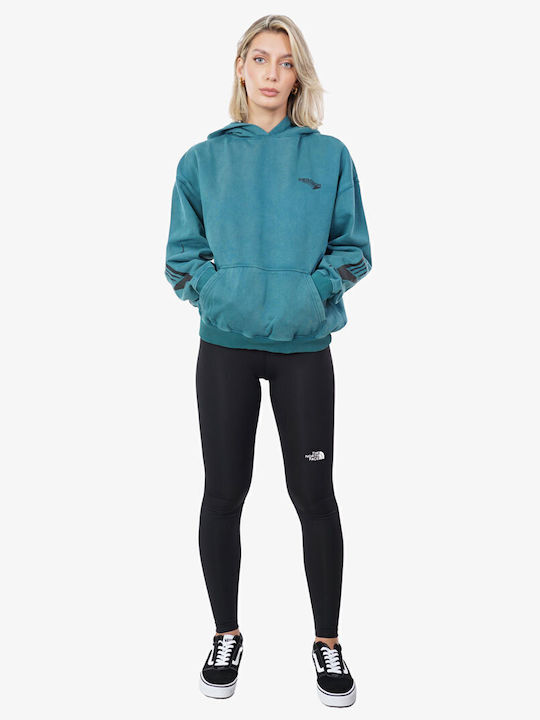 Long Women's Sweatshirt Hooded Turquoise