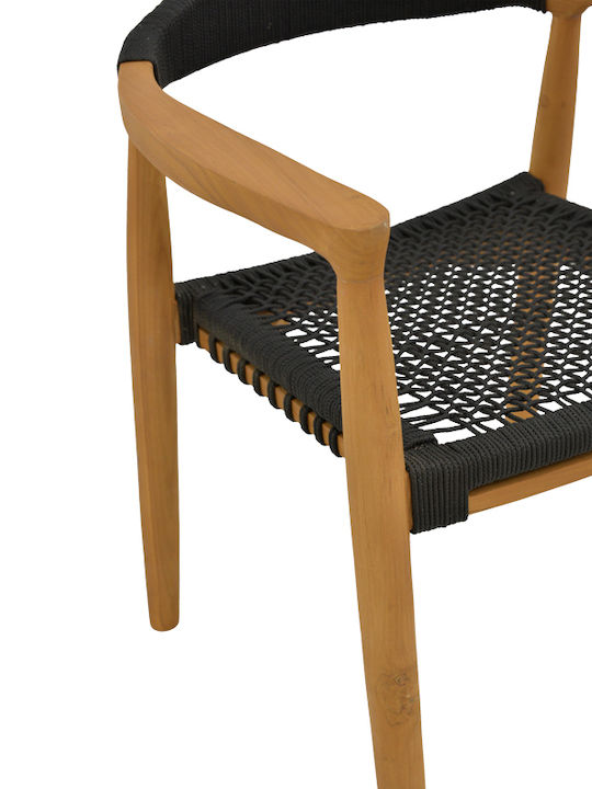 Outdoor-Sessel Hölzernes Ganny Black Shade 59x56x71εκ.