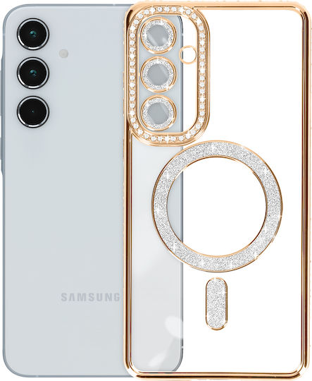 Avizar Diamond Case Samsung Galaxy A55 Magsafe Around Strass Gold