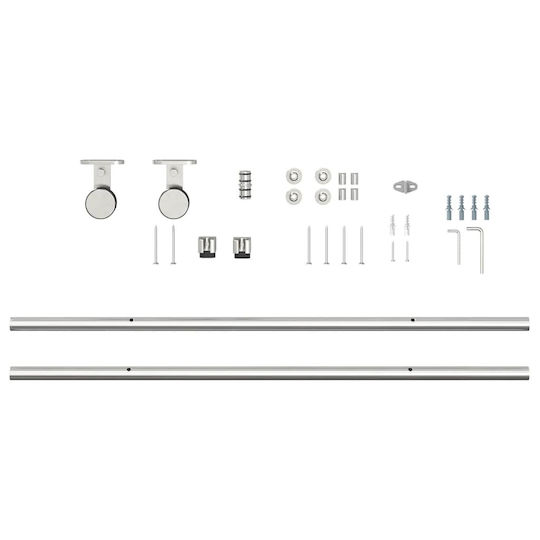 vidaXL Sliding Door Mechanism for Middle Door 183cm Silver