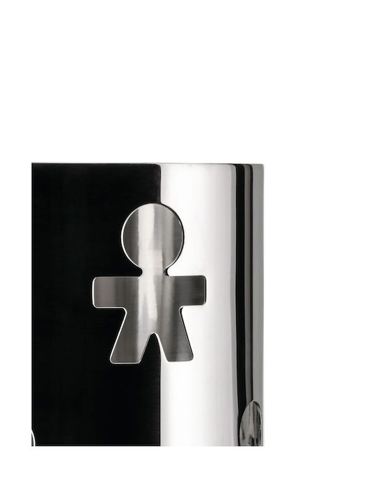 Alessi Vase General Use with Lid made of Stainless Steel Silver 9x9x15cm