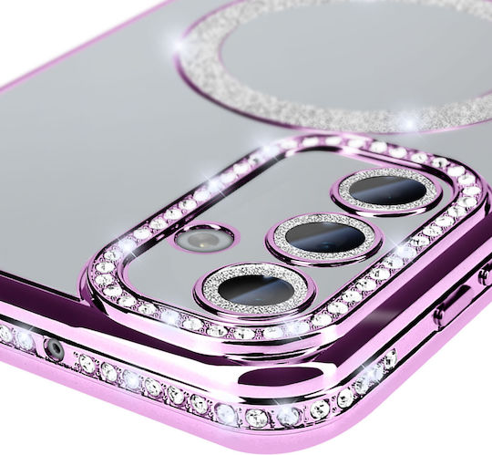 Avizar Diamond Case for Samsung Galaxy A15 Magsafe with Rhinestones in Purple