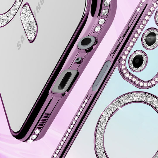 Avizar Diamond Case for Samsung Galaxy A15 Magsafe with Rhinestones in Purple