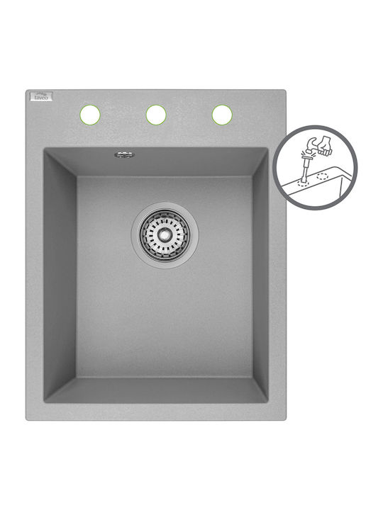 Laveo Drop-In Мивка от Синтетичен Гранит Ш39xД50см Сив