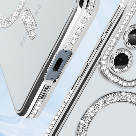 Avizar Diamond Case Samsung Galaxy A55 Magsafe Around Strass Silver