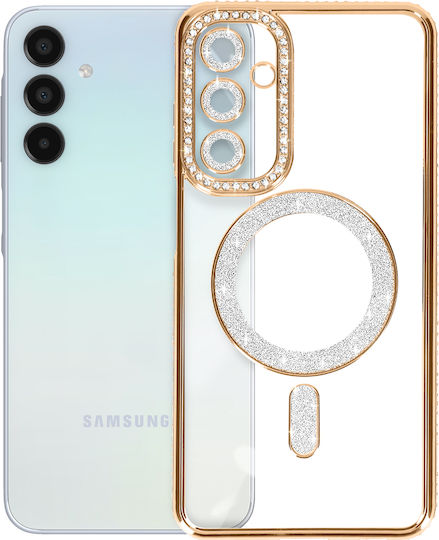 Avizar Diamond Case Samsung Galaxy A15 Magsafe Around Strass Gold