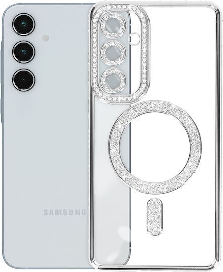 Avizar Diamond Case Samsung Galaxy A55 Magsafe Around Strass Silver