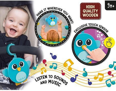 Real Fun Toys Бебешка играчка Musichini Bird от дърво с музика и светлина за 9++ месеца