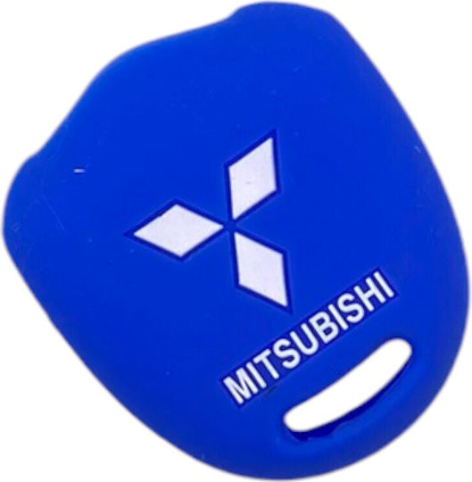 Car Key Cover Case made of with 2 Buttons for Mitsubishi in Blue Color