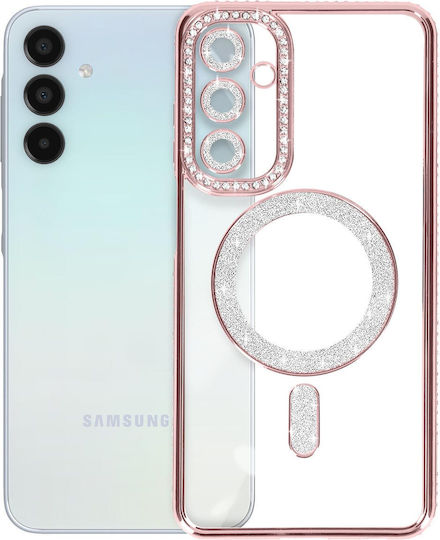 Avizar Diamond Case Samsung Galaxy A15 Magsafe Around Strass Rose Gold