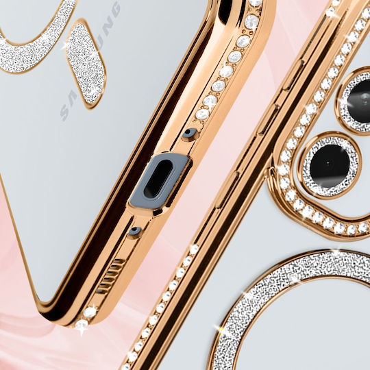 Avizar Diamond Case Samsung Galaxy A35 Magsafe Around Strass Gold