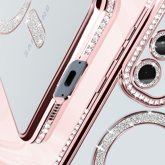 Avizar Diamond Case Samsung Galaxy A55 Magsafe Around Strass Rose Gold