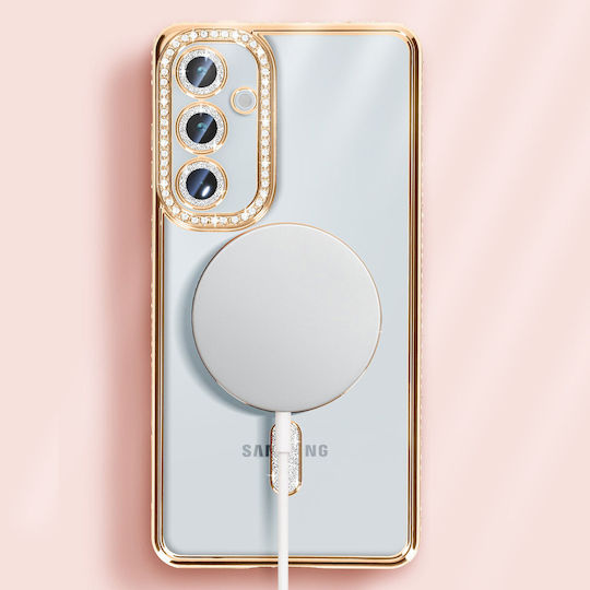 Avizar Diamond Case Samsung Galaxy A35 Magsafe Around Strass Gold