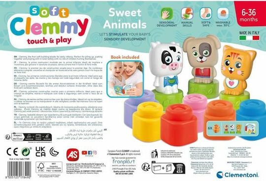 Clementoni Βιβλίο Δραστηριοτήτων Sweet Animals Soft Bricks & Activity Book για 6+ Μηνών
