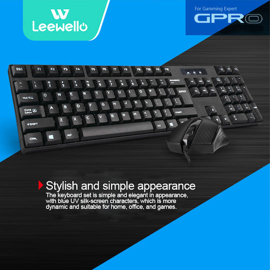 Leewello YPX-036 Set tastatură și mouse Greacă Gri