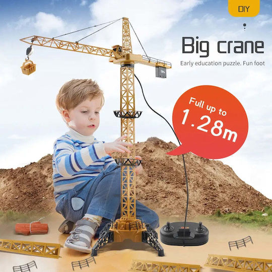 Macara Jucărie Telecomandă Lampă LED Ridicare 1,28m Galben Negru