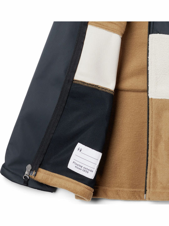 Kids Cardigan Fleece with Hood Brown