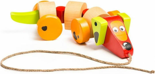 Cubika Pull-Along Toy Dog On A made of Wood for 18++ Months
