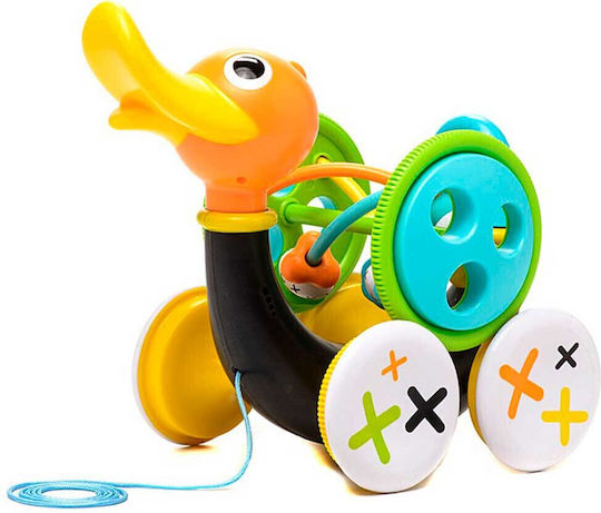 Yookidoo Дърпаща играчка Pull Along Whistling Duck от дърво с музика и звуци за 12++ месеца