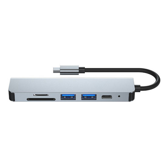 Tech-Protect V4 6in1 USB-C Docking Station με HDMI 4K PD Ethernet Γκρι