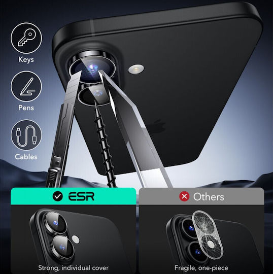 ESR Armorite Camera Protection Tempered Glass Black for the iPhone 16, iPhone 16 Plus