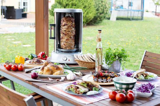 Rohnson R-2540 Настолна Вертикален Шиш 1800W с Капак и Регулируем Термостат 41x23см