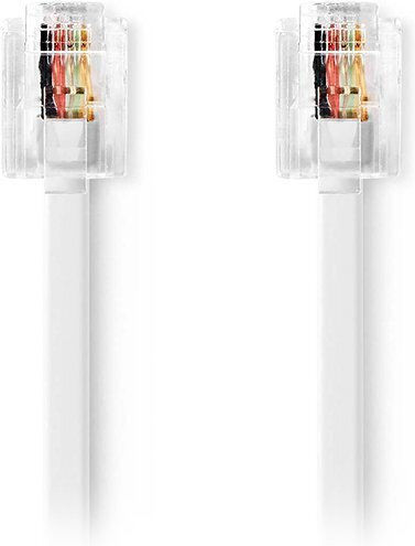 Nedis Flat Telephone Cable RJ11 6P4C 5m White (TCGL90200WT50)