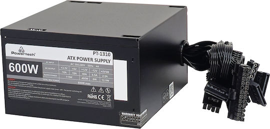 Powertech 600W Schwarz Computer-Netzteil Voll verkabelt (PT-1310)