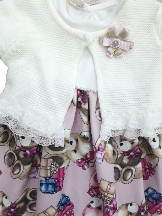 Domina Kinderkleid Knitted White, Pink