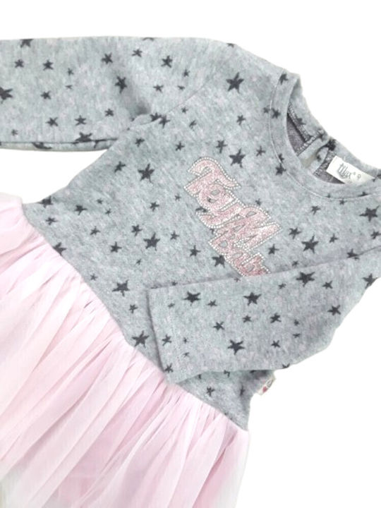Children's Dress Long Sleeve Tulle Pink, Grey