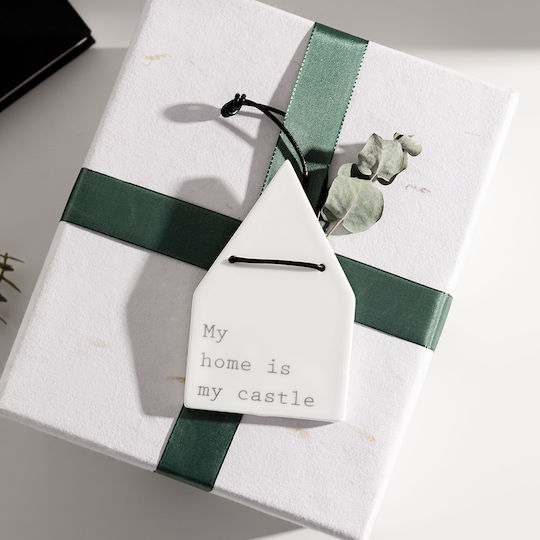 Hanging Ornament House Porcelain Black 7x11.5cm