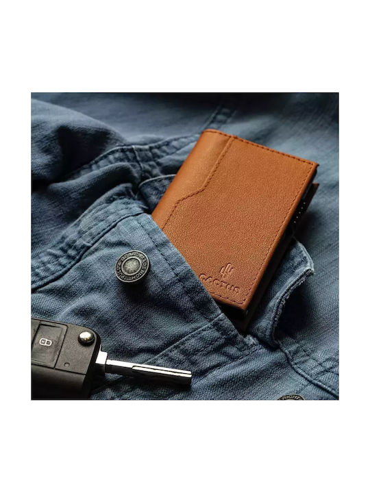 Кожен Мъжки Портфейл За Карти С RFID Кафяв