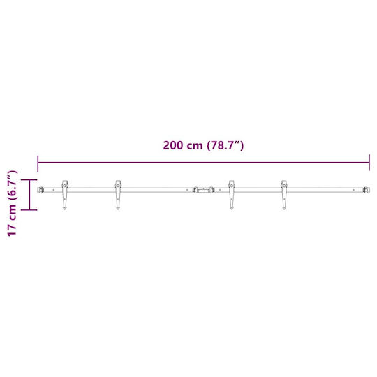 vidaXL Sliding Door Mechanism 200cm Black
