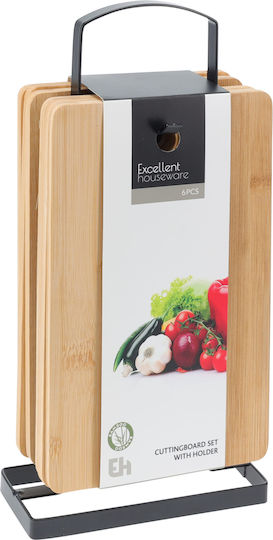 Excellent Houseware Σετ Επιφάνεια Κοπής από Μπαμπού Καφέ 22x14cm 6τμχ