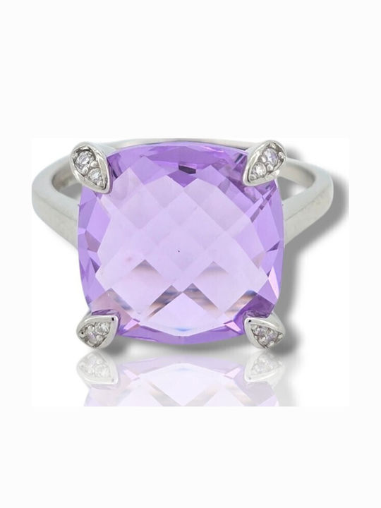 Mentzos Ring with Zircon made of Silver