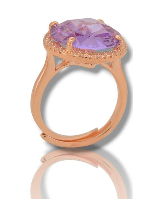 Mentzos Ring with Zircon made of Silver Gold Plated