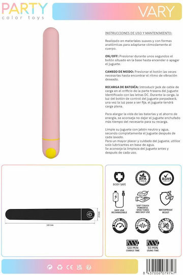 Party Color Toys Κλασικός Δονητής Ροζ