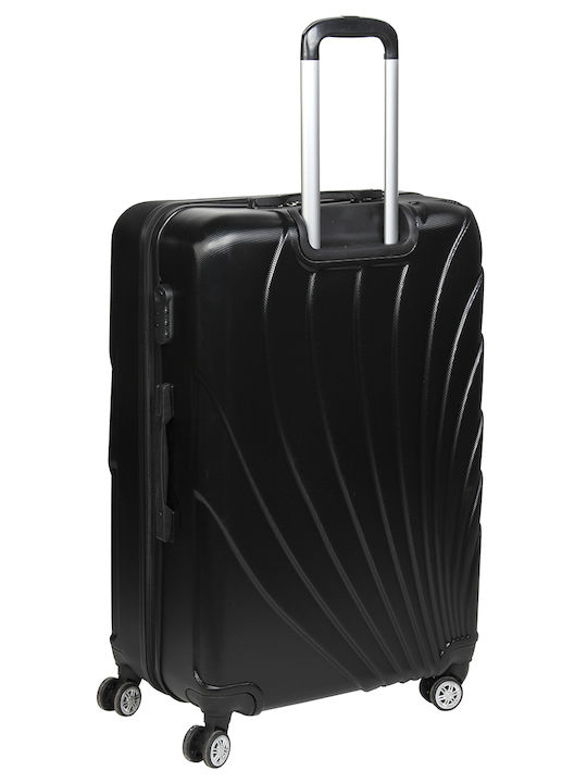 Keskor Large Hard Black Suitcase With 4 Wheels Height 76cm