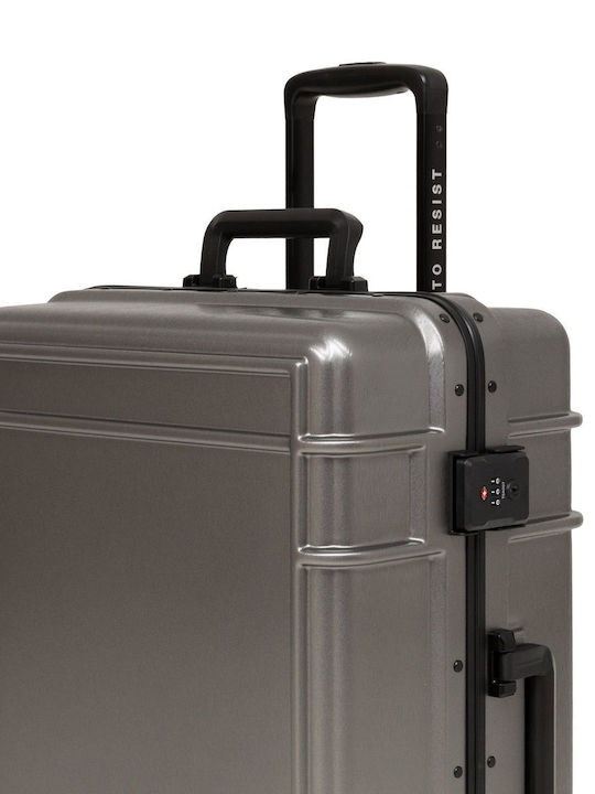 Eastpak Case M Μεσαία Βαλίτσα Ταξιδίου Σκληρή Brushed Metal με 4 Ρόδες Ύψους 68.5εκ.