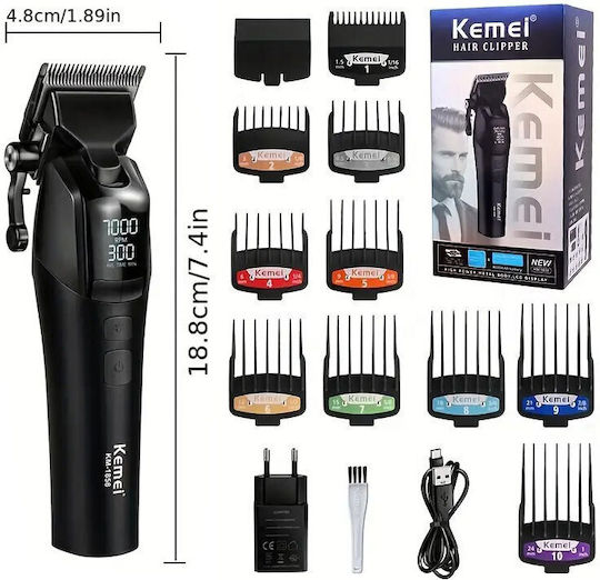 Kemei Κουρευτική Μηχανή Μαύρη KM-1858
