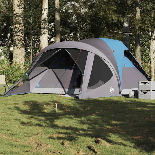 vidaXL Camping Tent Tunnel Blue 3 Seasons for 6 People 411x325x180cm